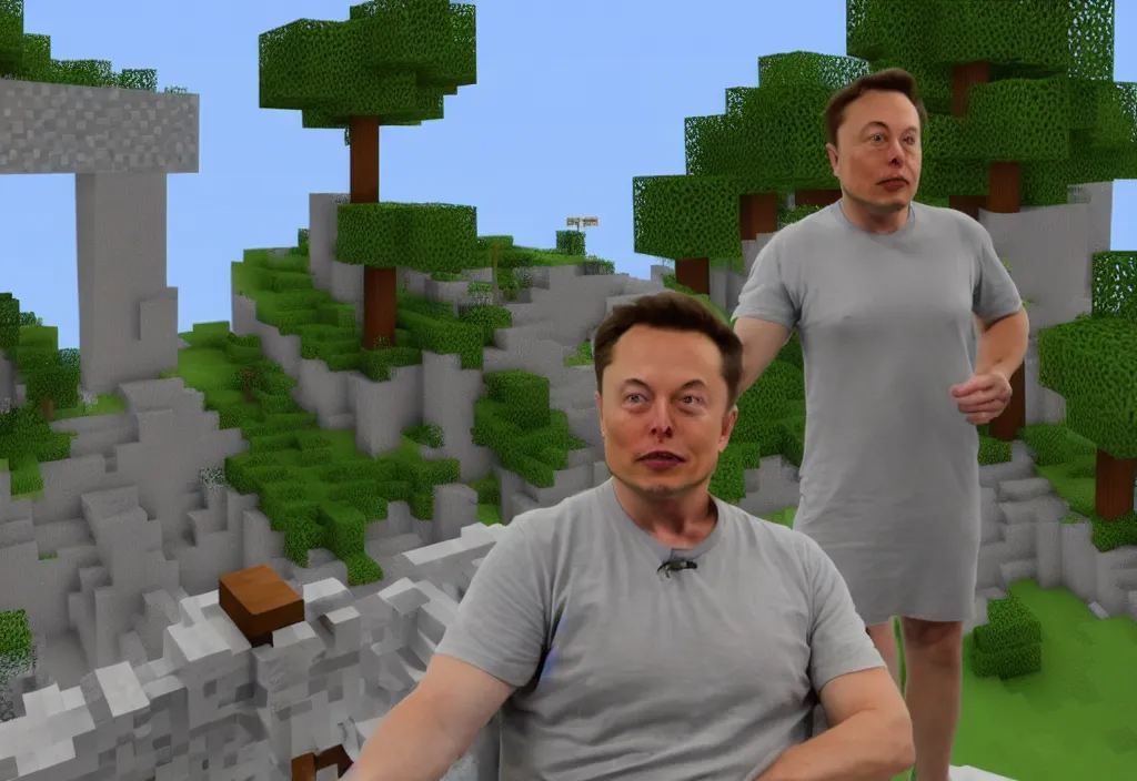 Image similar to elon musk in minecraft, elon musk in the video game minecraft, gameplay screenshot, close up, 3 d rendering. unreal engine. amazing likeness. very detailed.