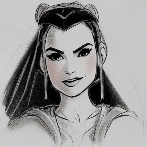 Image similar to milt kahl sketch of victoria justice as princess padme from star wars episode 3