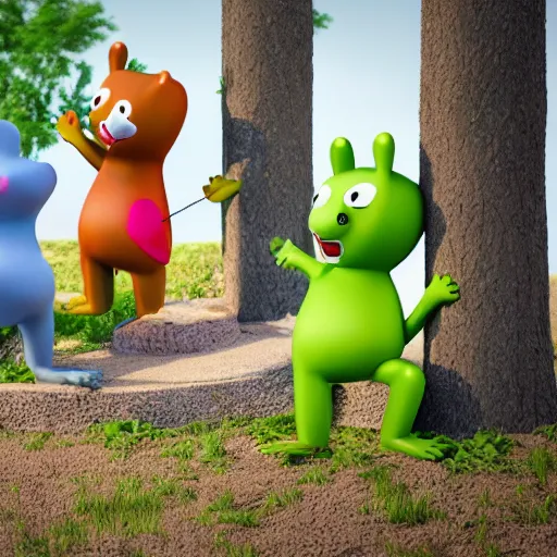 Prompt: Happy Tree Friends, 3D Render, Octane Render, 4k