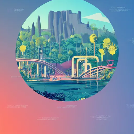 Image similar to beautiful happy picturesque charming organic futuristic sci - fi town in harmony with nature. water and plants. beautiful light. grainy and rough. soft colour scheme. beautiful artistic vector graphic design by vincent bons. ( 2 0 2 2 )