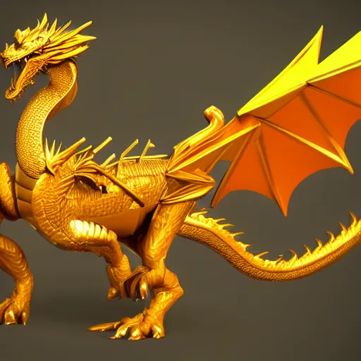 Image similar to a majestic golden dragon, hd, 4k, trending on artstation, award winning, 8k, 4k, 4k, 4k, very very very detailed, high quality lowpoly art