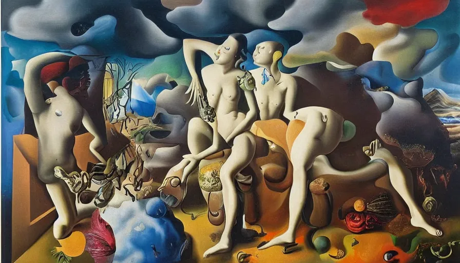 Prompt: gorgeous painting by equal parts salvador dali and max ernst and magritte and rachel ruysch oil on canvas, 8 k 1 0 8 0 p