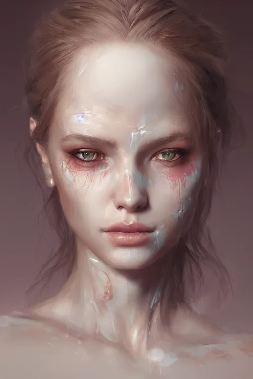 Prompt: portrait of a girl with a skin biotechnical parts by Artgerm and Greg Rutkowski , digital painting, highly detailed, trending on artstation