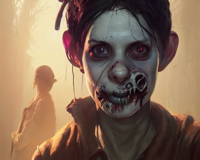 Image similar to highly detailed portrait of dead by daylight, in gta v, stephen bliss, unreal engine, fantasy art by greg rutkowski, loish, rhads, ferdinand knab, makoto shinkai and lois van baarle, ilya kuvshinov, rossdraws, tom bagshaw, global illumination, radiant light, detailed and intricate environment