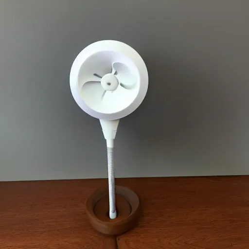 Image similar to desk fan with a funnel attached to the back leading to the top of the room