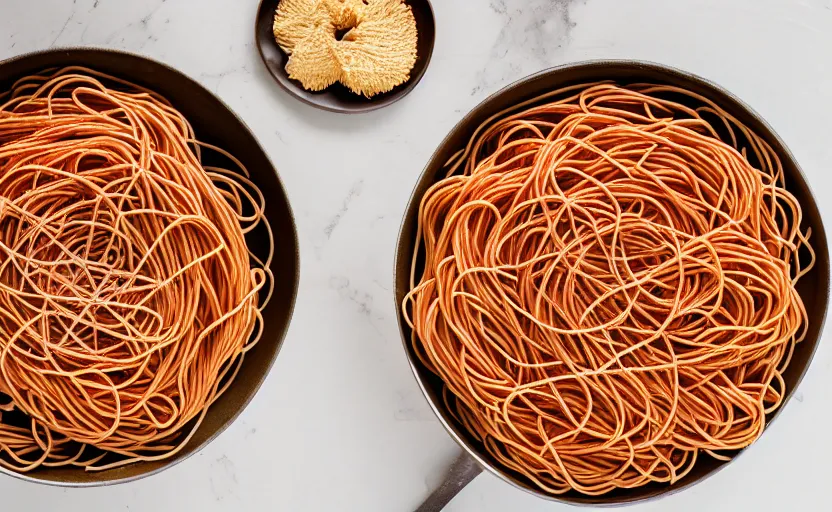 Image similar to top view of a spaghetti bowl, natural light, cinematic lighting, 8 k