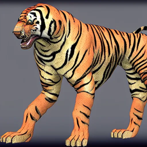 Image similar to monster dog tiger fusion cosmic horror made of angles drooping skin