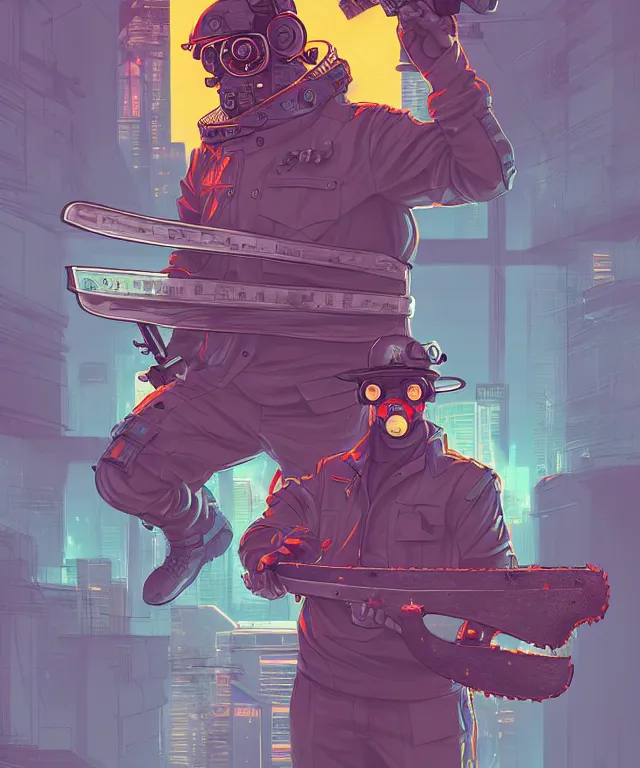 Image similar to a portrait of a cyberpunk corgi holding a chainsaw, fantasy, elegant, digital painting, artstation, concept art, matte, sharp focus, illustration, art by josan gonzalez