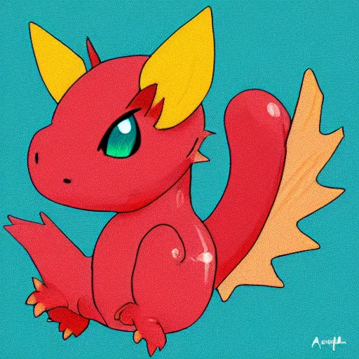 Image similar to the most cutest adorable happy picture of a dragon, dragon shaped like a ball with wings, tiny firespitter, kawaii, style of pokemon, shape of ball, Dra the Dragon, tiny fat chubby red baby dragon, adorably fat, enhanched, stuffed dragon, deviant adoptable, digital art Emoji collection