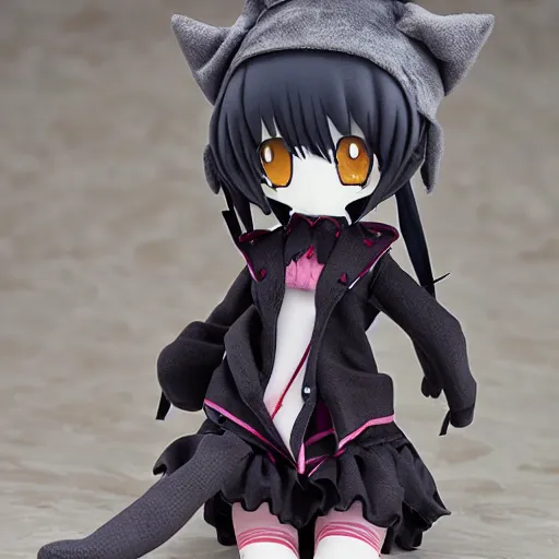 Image similar to fumo plush of a mysterious girl who is lost in heavy fog, anime girl