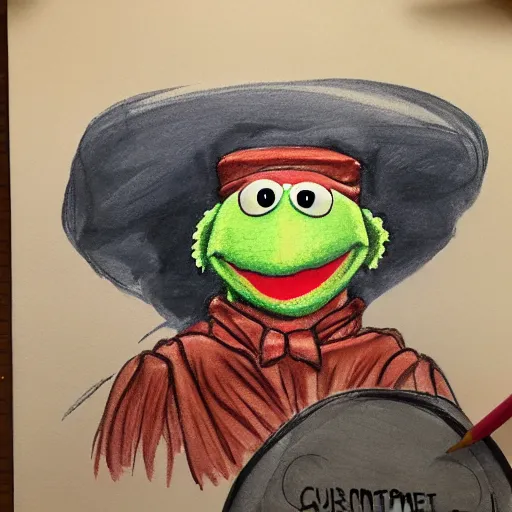 Prompt: muppet courtroom sketch