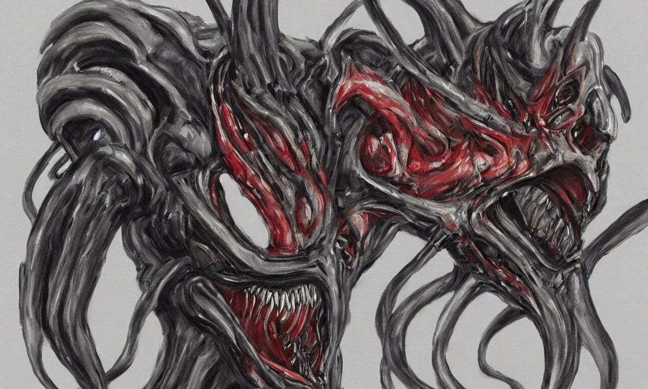 Prompt: a rough painting of a xenomorph drawn by a 4 year old kid