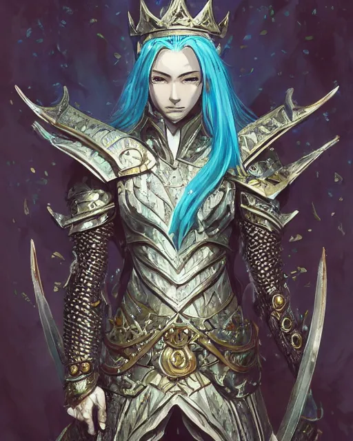 Image similar to an anime portrait of a knightly merfolk from magic the gathering wearing a ornate detailed armor and an atlantean crown, from skyrim, by stanley artgerm lau, wlop, rossdraws, james jean, andrei riabovitchev, marc simonetti, and sakimichan, trending on artstation