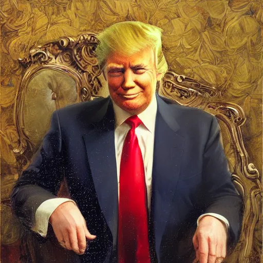Prompt: detailed portrait of donald trump in yellow suit, spring light, painting by gaston bussiere, craig mullins, j. c. leyendecker