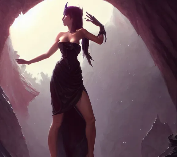 Image similar to morrigan aenslandcasting magic, a charming succubus, strapless dress, fantasy, d & d, by greg rutkowski and raymond swanland, sharp focus, trending on artstation, 8 k realistic digital art, cryengine, symmetric, sharp focus, concept art, frostbite 3 engine