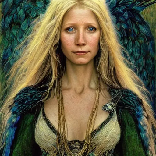 Image similar to head and shoulders portrait of a harpy portrayed by gwynneth paltrow, d & d, fantasy, luis royo, magali villeneuve, donato giancola, wlop, krenz cushart, hans zatka, klimt, alphonse mucha