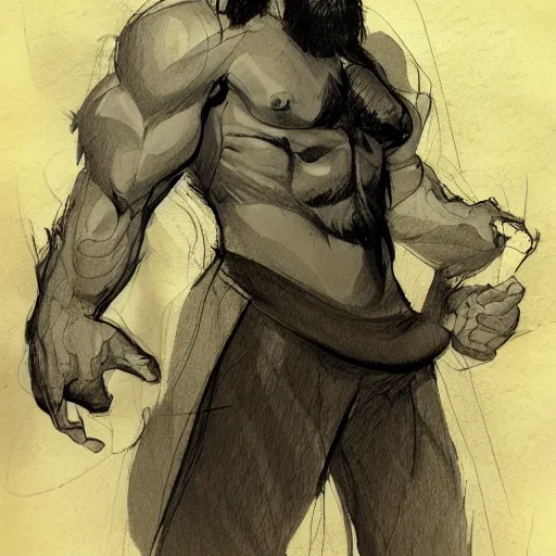 Prompt: concept art character, very high angle view, book cover, very attractive man with beard, highly detailed full body, strong masculine features, sturdy body, command presence, royalty, smooth, sharp focus, organic, appealing, book cover, deep shadows, by Dave McKean sketch lineart for character design