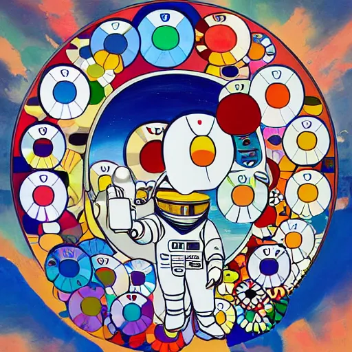 Image similar to astronaut painting by takashi murakami