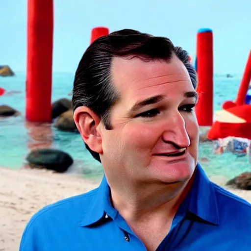 Image similar to Ted Cruz stars in a tourism commercial for Cancun