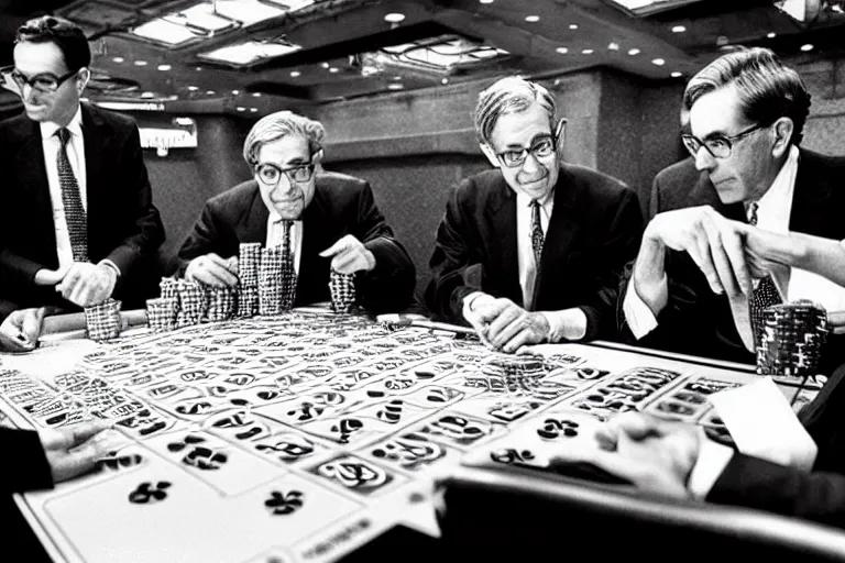 Image similar to “Alan Greenspan, Ben Burnanke, and Jerome Powell playing roulette with American inflationary policy in a Monty Carlo Casino”