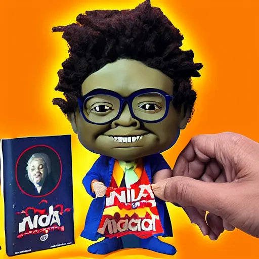 Image similar to maya angelou cosplay isaac newton, stop motion vinyl action figure, plastic, toy, butcher billy style