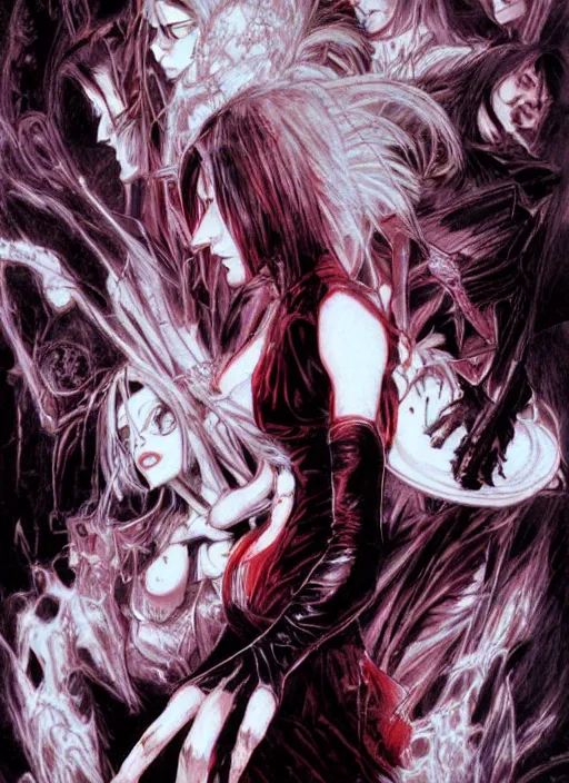 Prompt: poster art of vampire by yoshitaka amano