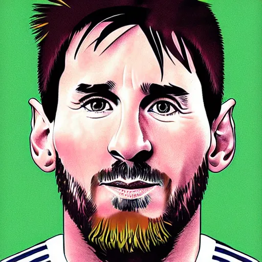 Image similar to a portrait of lionel messi by mike allred
