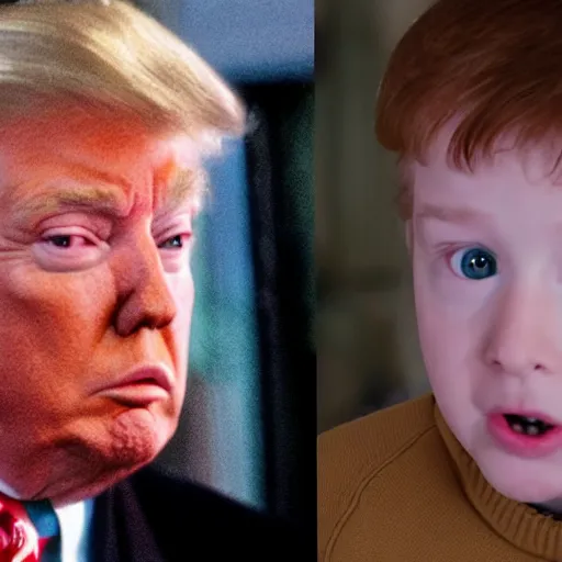 Image similar to donald trump as a child in home alone movie 4k