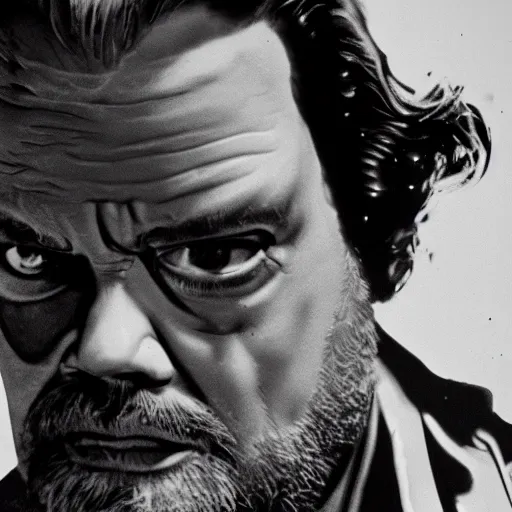 Image similar to Orson Welles as The Terminator in 1984's Terminator by James Cameron, film still, cinematic lighting, concept art, rendered on octane render, volumetric light, movie poster, ultra detailed, 4k, UHD