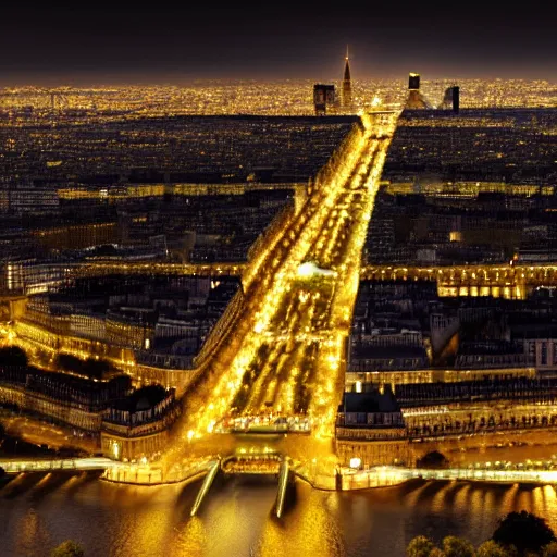 Image similar to award winning photo of paris at night, realistic photo