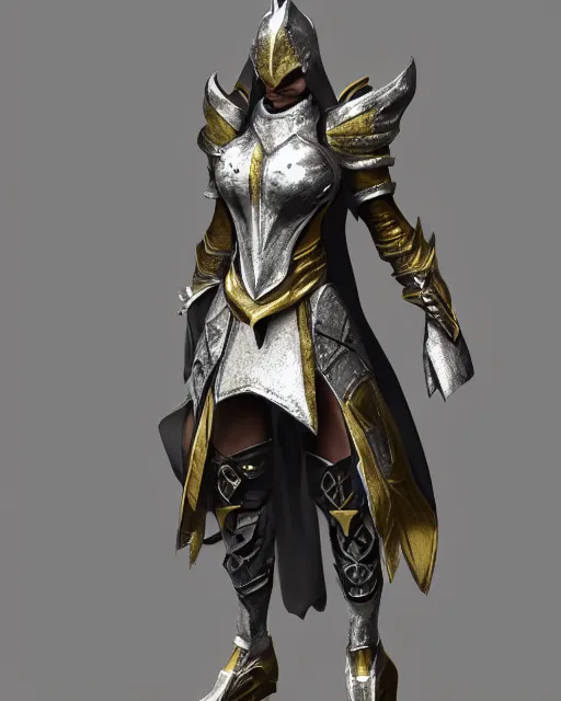 Prompt: mage armor, fantasy concept art, trending on artstation, silver with gold accents, elegant, smooth, clean, uncluttered