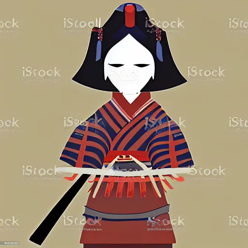 Image similar to vector art of a female samurai warrior