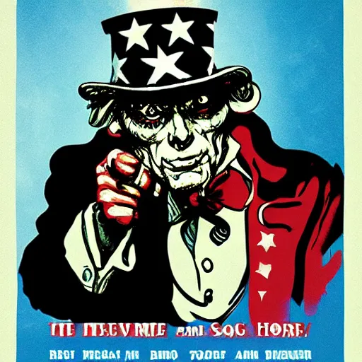 Image similar to uncle sam, horror film poster