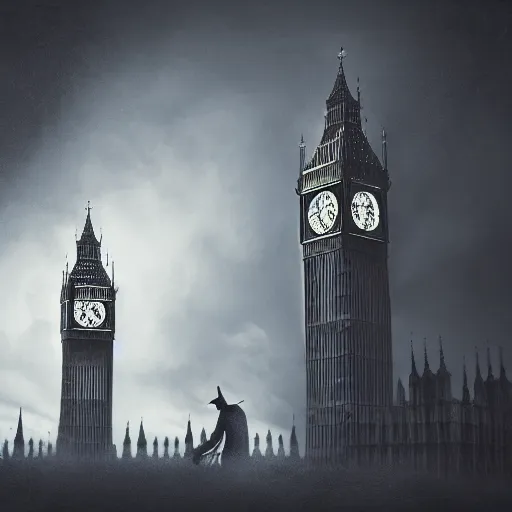 Image similar to A witch wearing a hat sitting on a broom stick and flying,the Big Ben is in background,gloomy lighting,creepy atmosphere,photo , highly detailed , high contrast, beautiful lighting, award winning ,u trending on art station, 8k, photo realistic