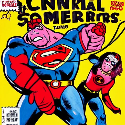 Image similar to comic book cover for the Central Pork Superheroes, pigs, berries, diamonds