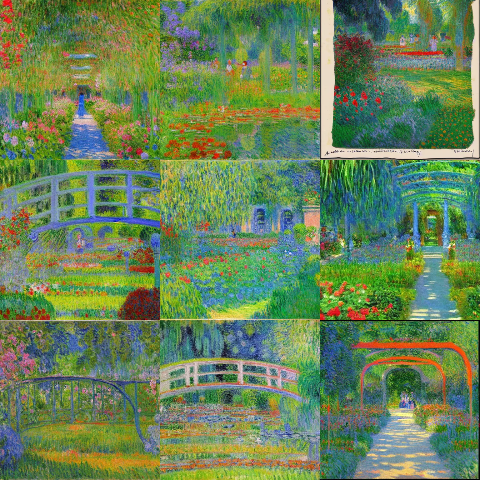Prompt: an image of monet's garden in france but in the style of gauguin