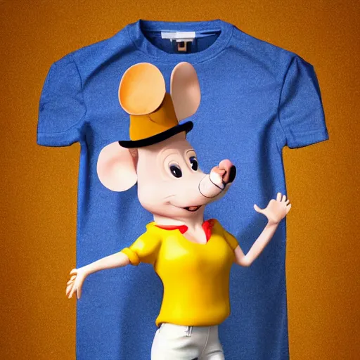 Prompt: 3 d render, portrait, upper body shot, mid shot, anthropomorphic mouse, female, blond furr, blue eyes, wearing denim short shorts and a off yellow tank top shirt, solo, in the style of the great mouse detective - n 8