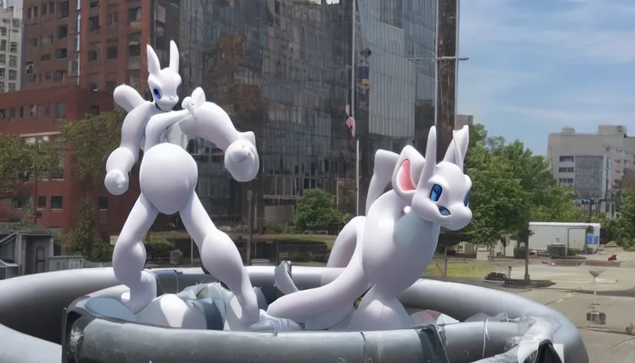 Image similar to MewTwo on a water tank in Newark