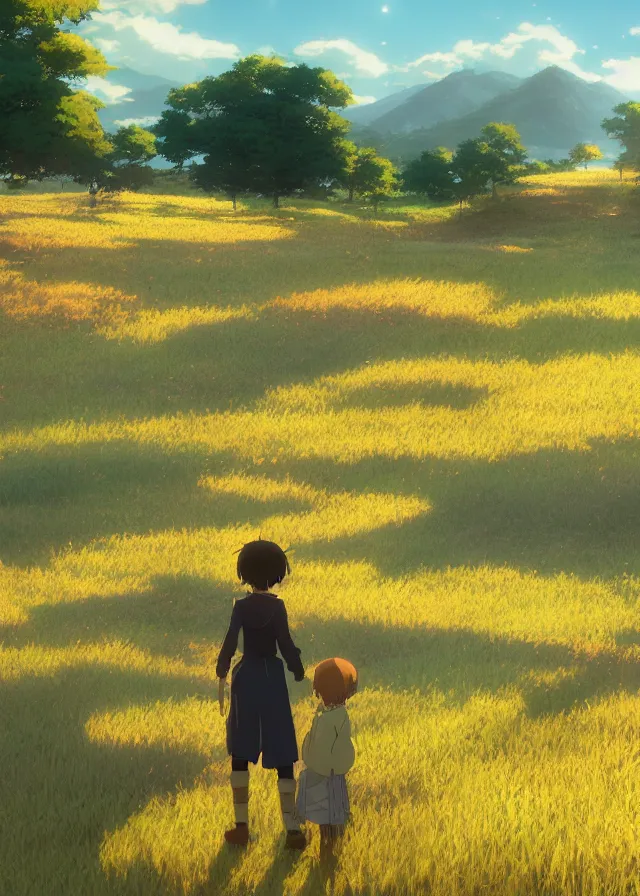 Prompt: golden farmland, makoto shinkai