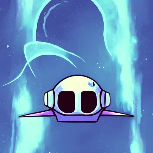 Prompt: Artistic illustration of a futuristic spaceplane in hollow knight style