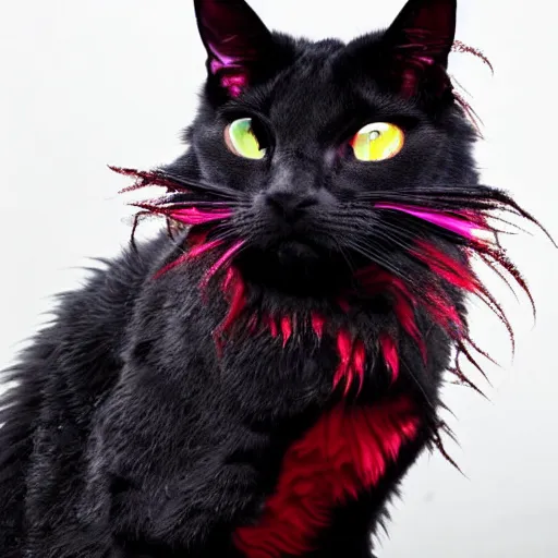 Prompt: an crossbreed between a dragon and a cat, black fur, black wings, fantastic animal, magical, very cute, adorable, charming, amazing details, bright colors, ultra high definition, photo, professional,