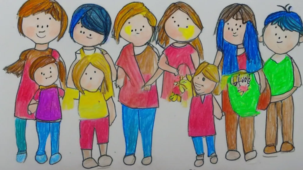 Prompt: preschool drawing of children friends