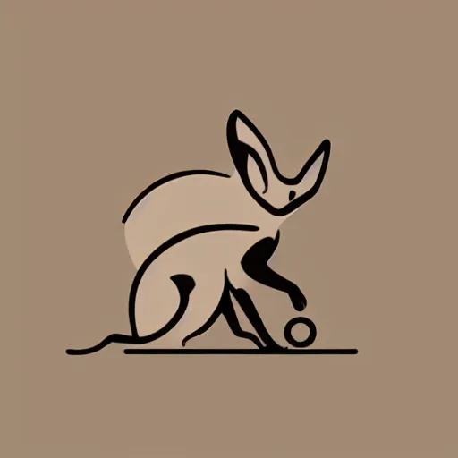 Image similar to logo of a jerboa in a minimalist style, sand color, beige and brown