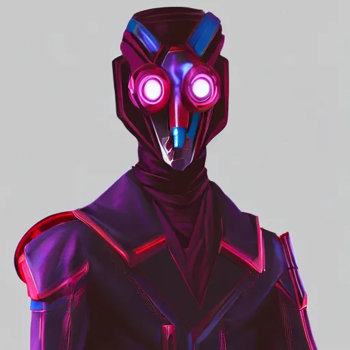 Prompt: cyberpunk jhin as the leader of a futuristic communist nation, cybernetics, sharp lines, digital, artstation, colored in