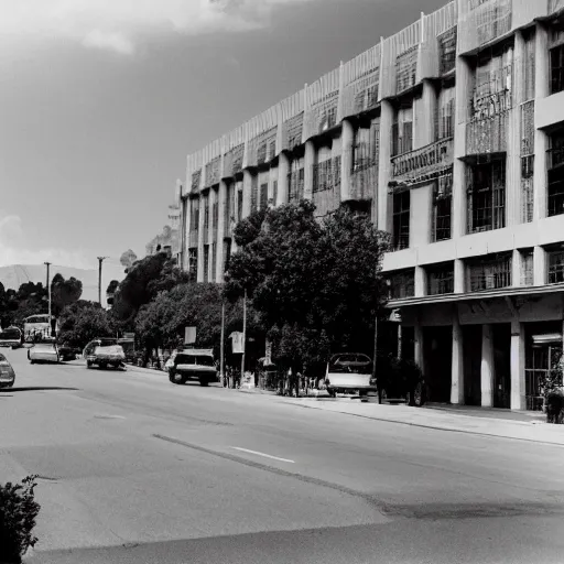 Image similar to the Beatles building viewed from the Mulholland road drive