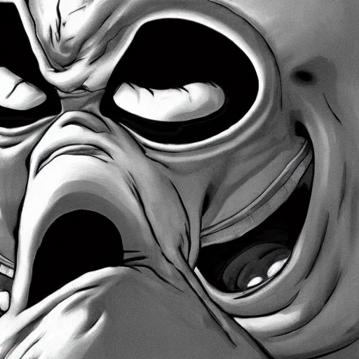 Prompt: michelin man, closeup face, angry, screaming, bloodshot eyes, highly detailed