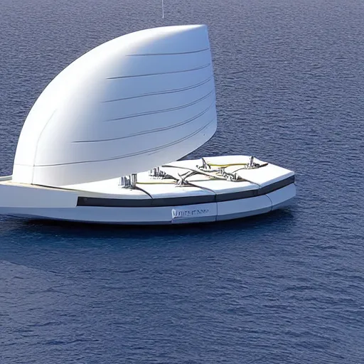 Image similar to futuristic sailship with solar panels mid-journey with robot sailors