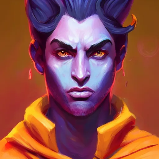 Prompt: handsome tiefling portrait, maya ali mage, gloomhaven, dynamic lighting, gaudy colors, octane render aesthetic, matte painting concept art, official fanart behance hd artstation by jesper ejsing, by rhads and makoto shinkai and lois van baarle and ilya kuvshinov and rossdraws