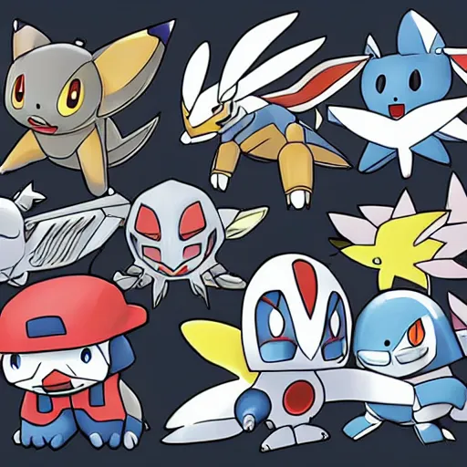 Image similar to steel type plane pokemon, ken sugimori art