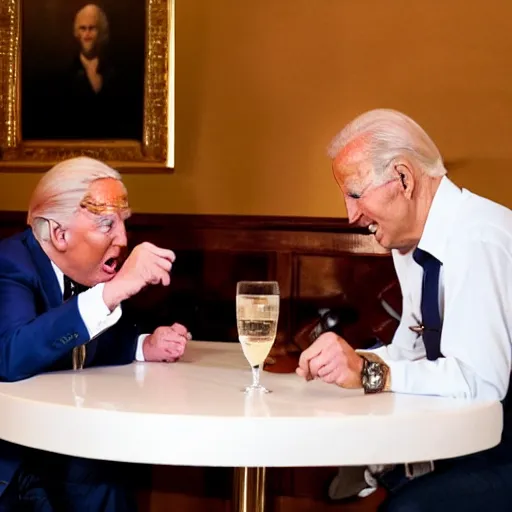 Prompt: Donald Trump and Joe Biden Fighting in a restaurant -9